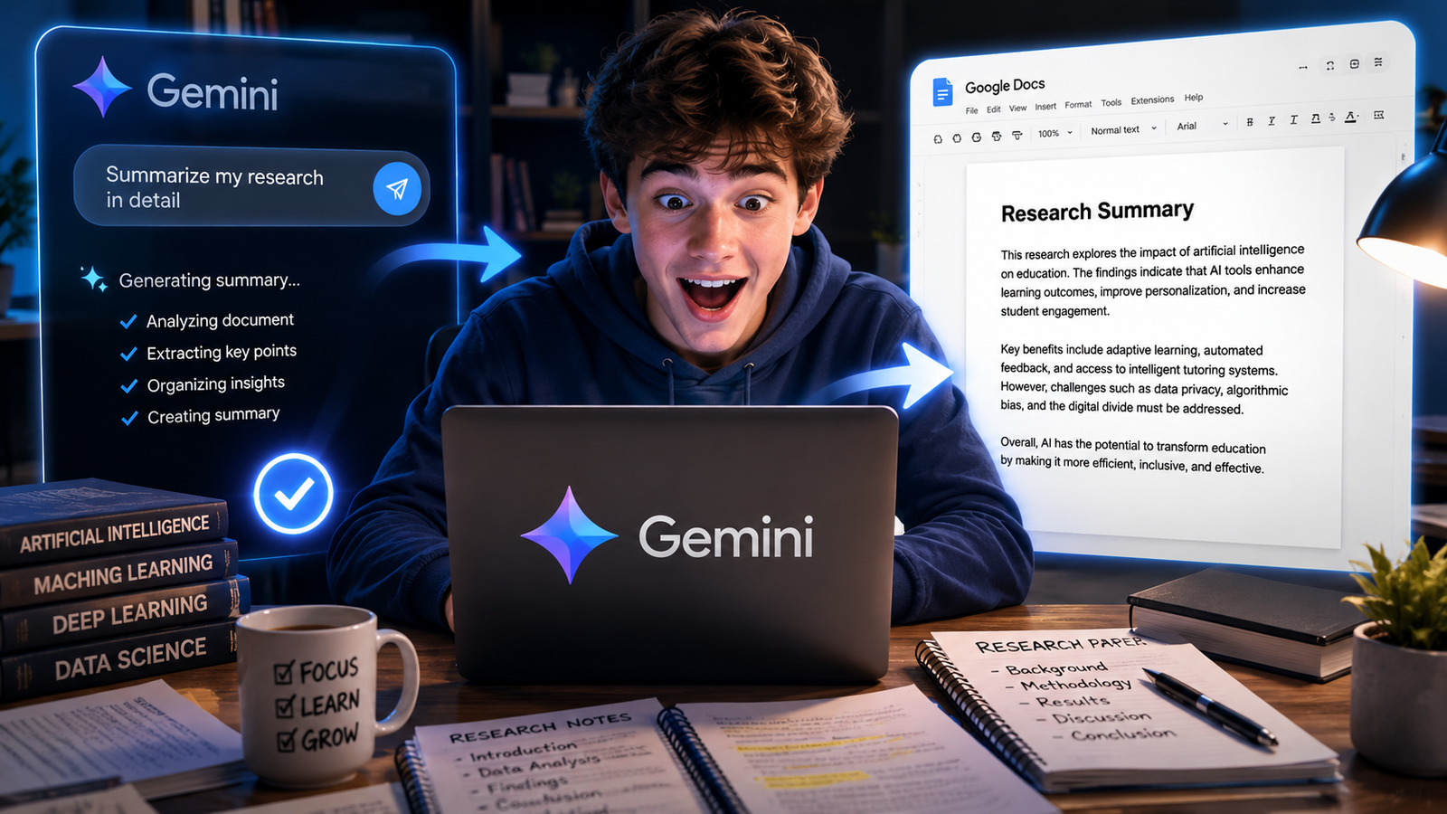 Summarize research with Gemini AI for students