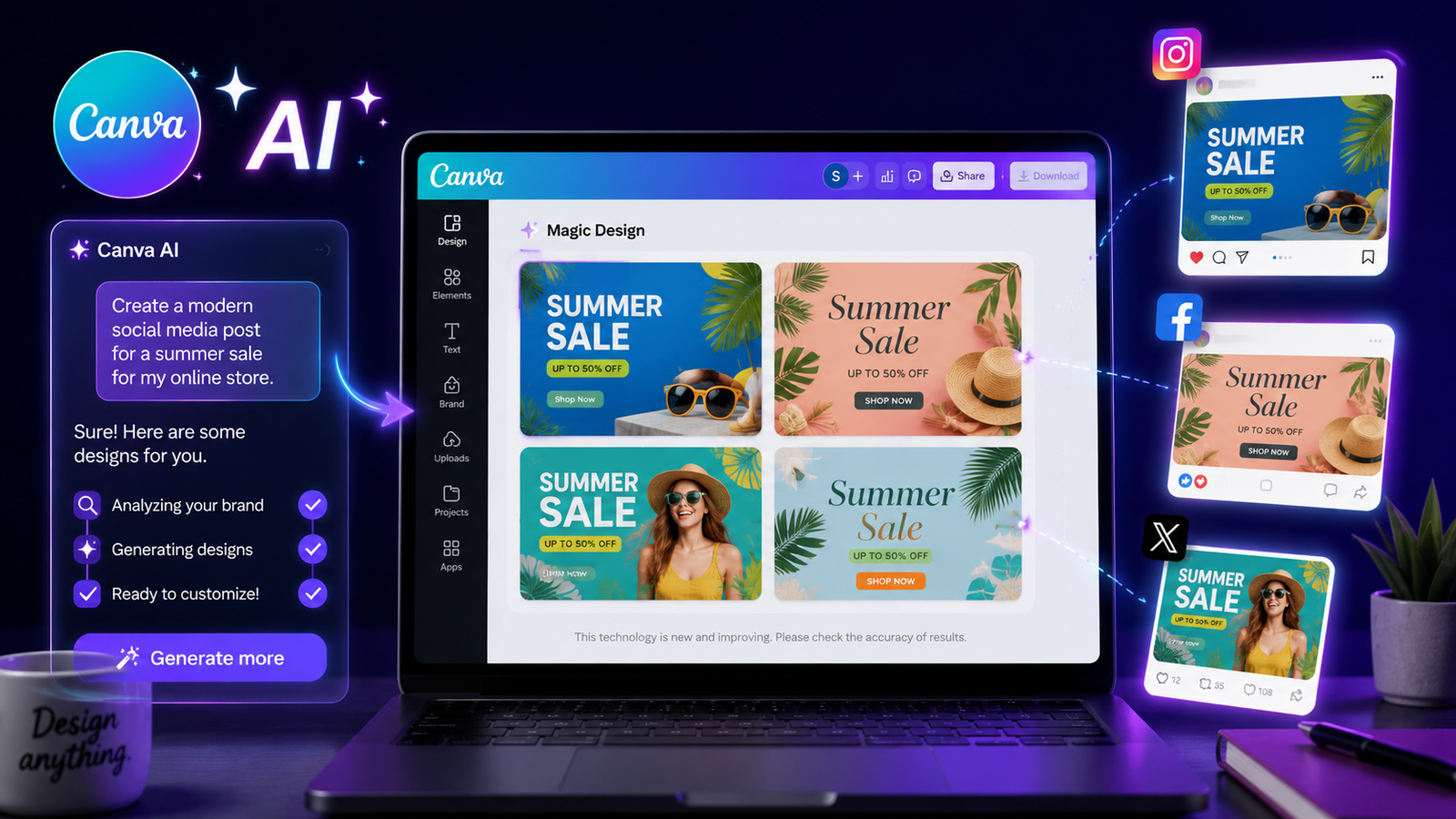 Design business marketing graphics with Canva AI